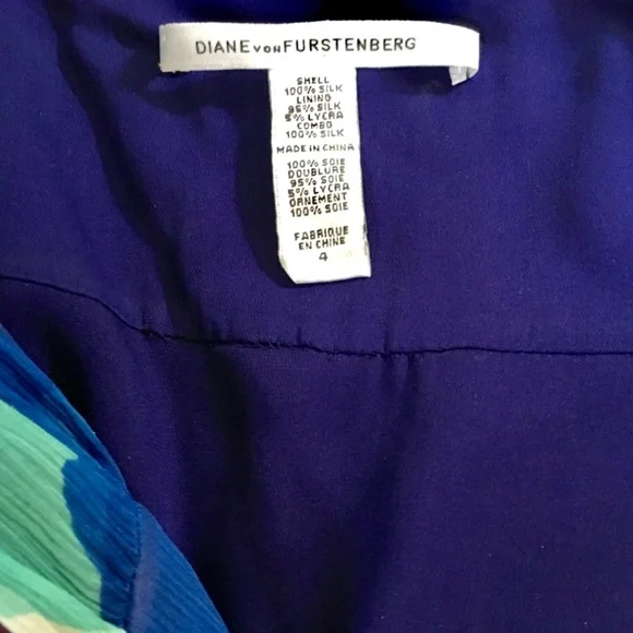 Diane Von Furstenberg Floral Vibrant Pink & Blue Printed Silk Chiffon Dress - Picture 5 of 10